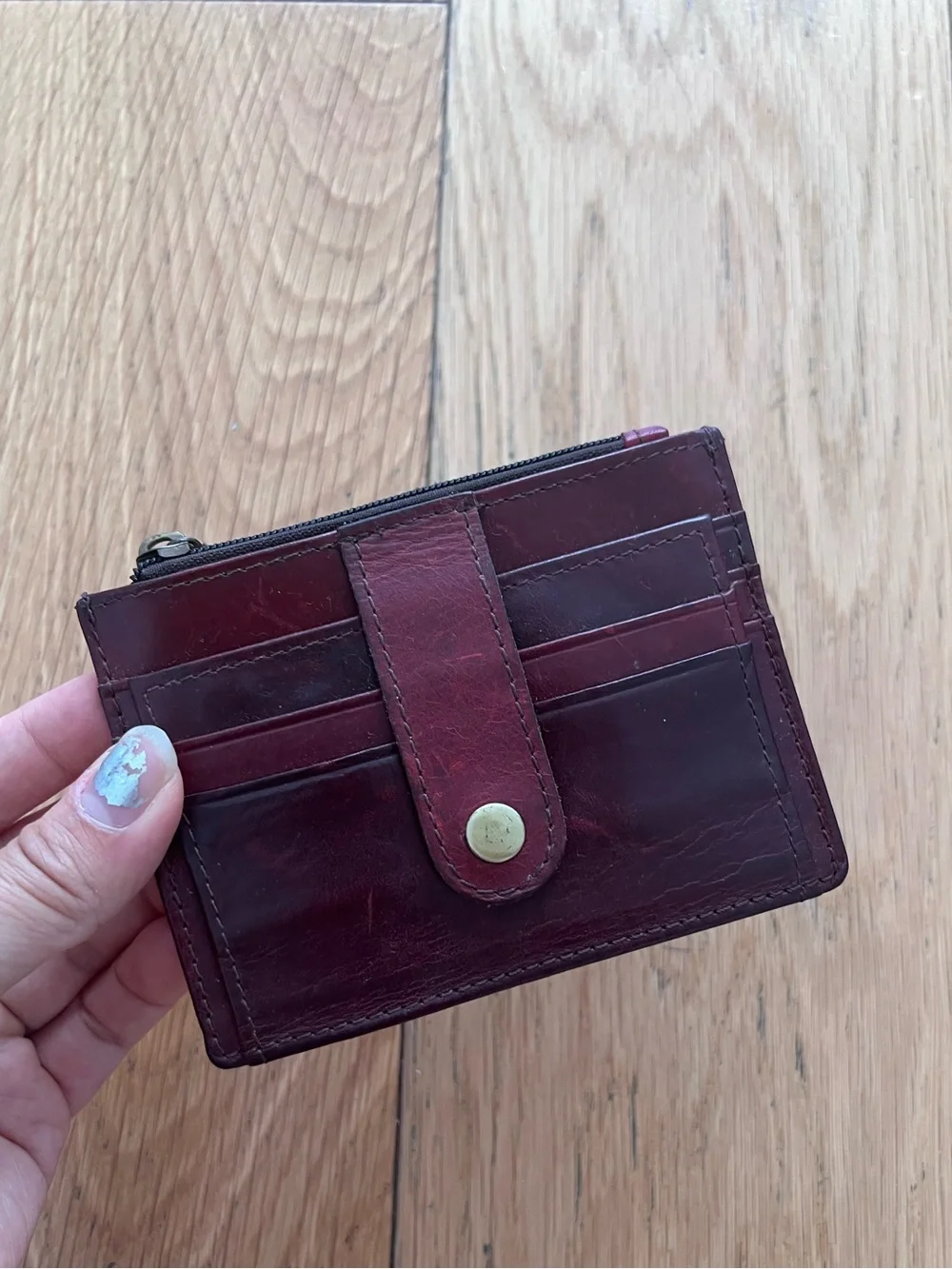 Deep Burgundy Leather Card Wallet